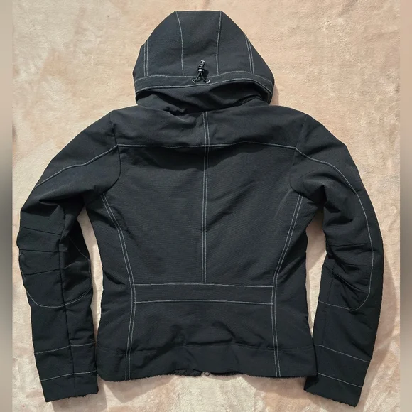 Mountain Hardwear Soft Shell Utility Moto Hooded Bomber jacket Coat black cozy S - Picture 15 of 15